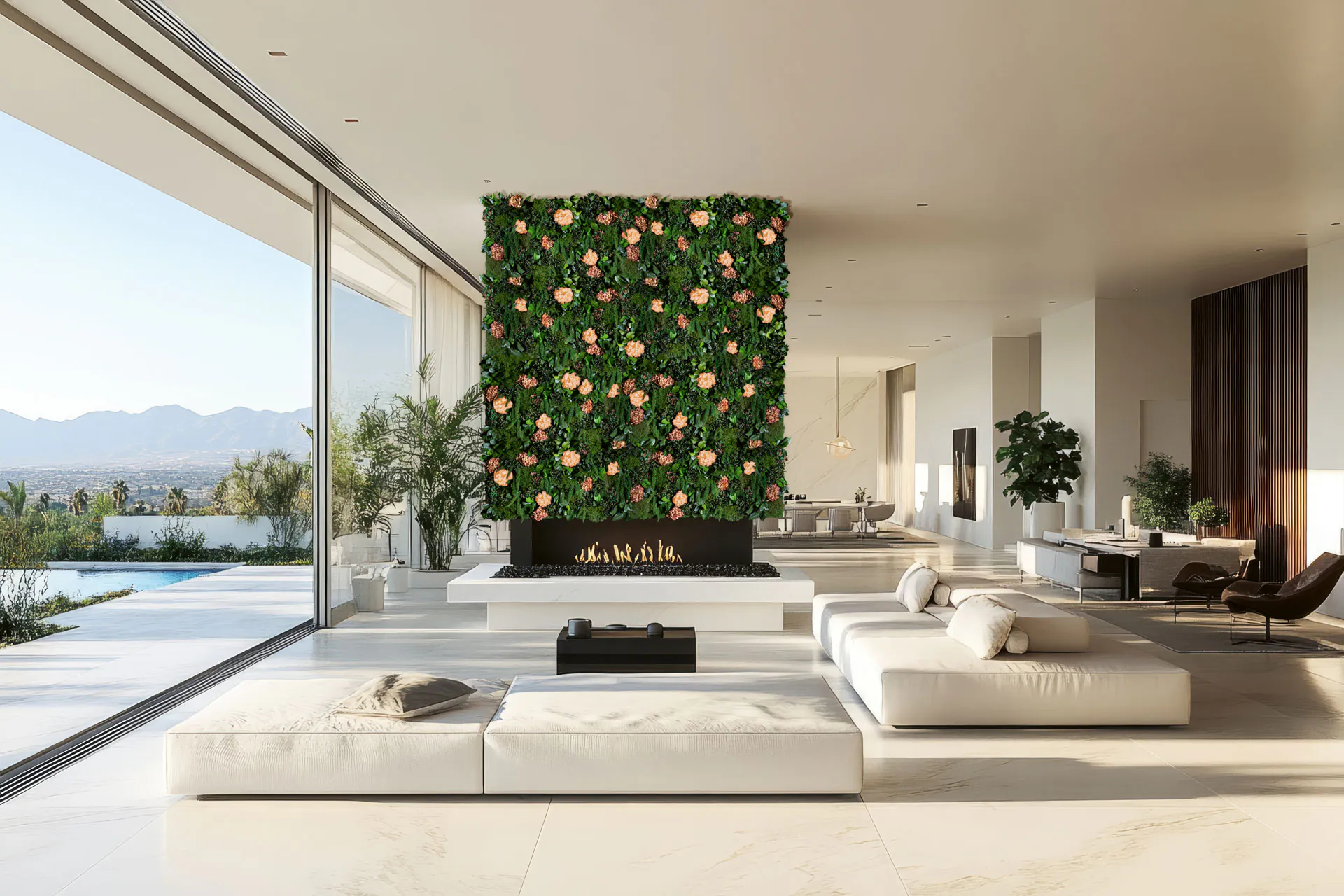Pared floral de lujo para el salón — Pared vegetal de MOOSMOOS
