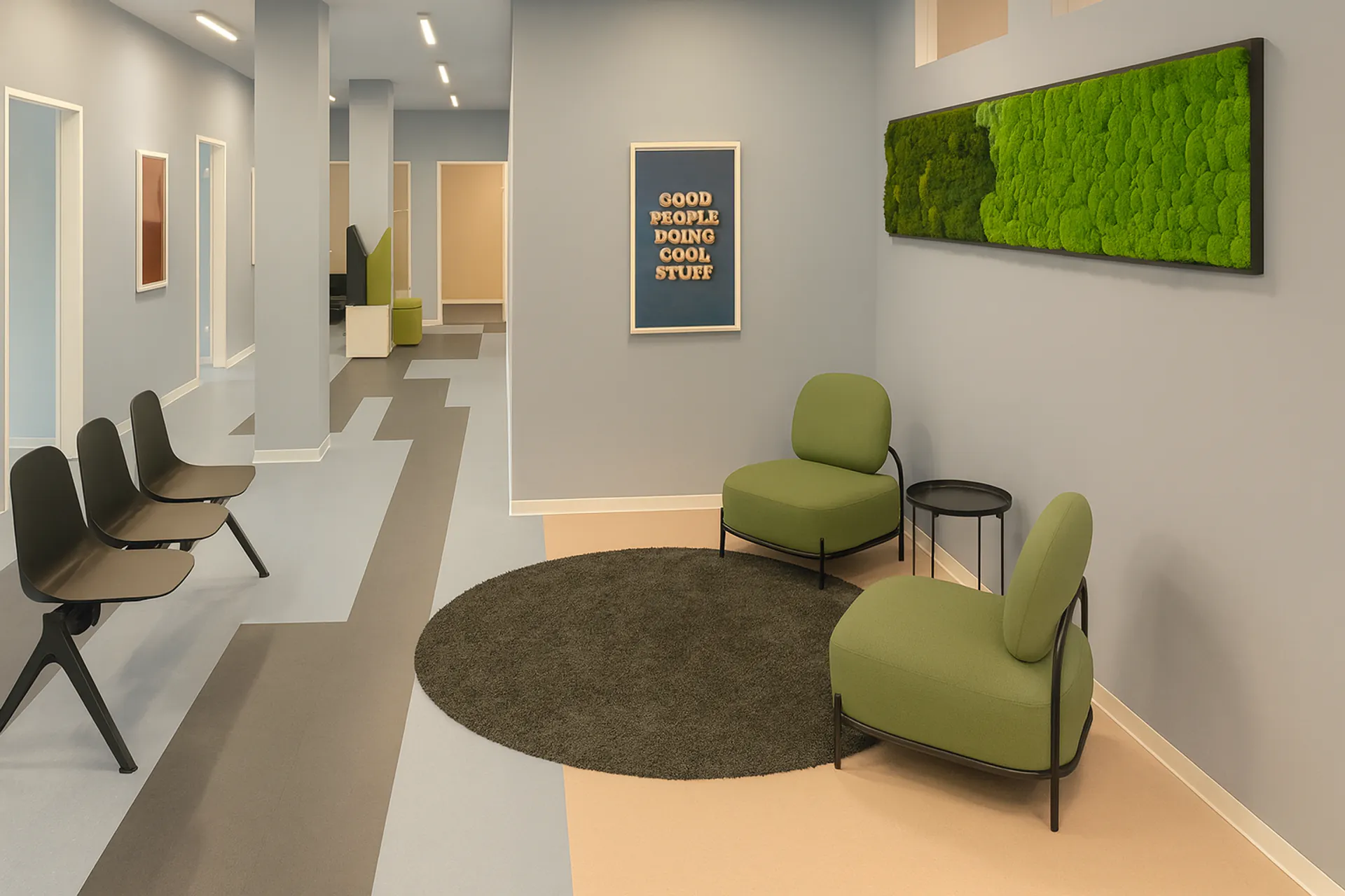 Cuadro de musgo para la sala de espera de una consulta: jardinería interior moderna — Cuadros de musgo de MOOSMOOS