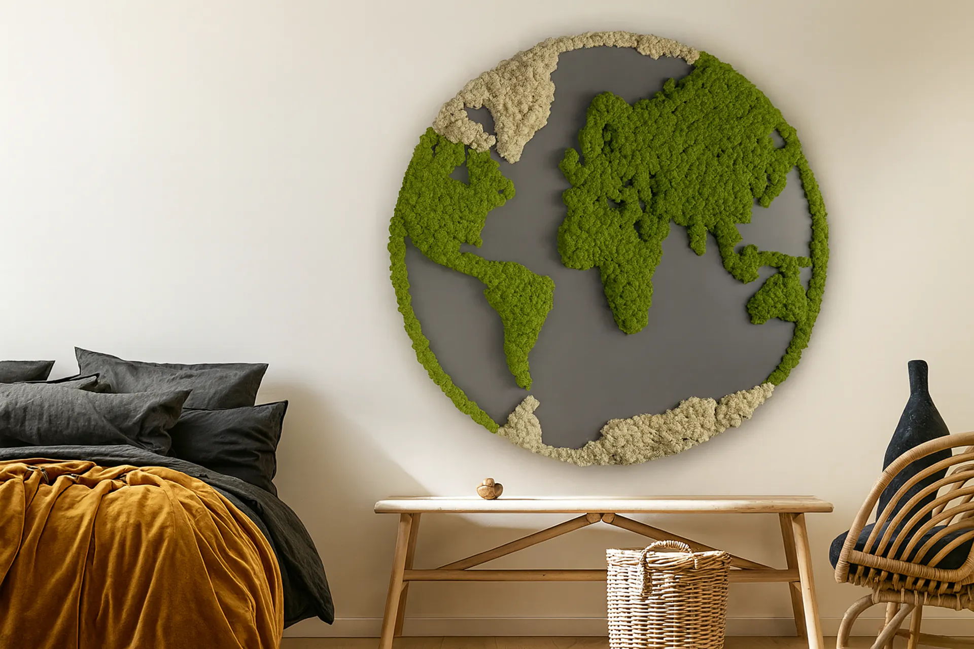 Mapa del mundo de musgo para el salón — Cuadros de musgo de MOOSMOOS