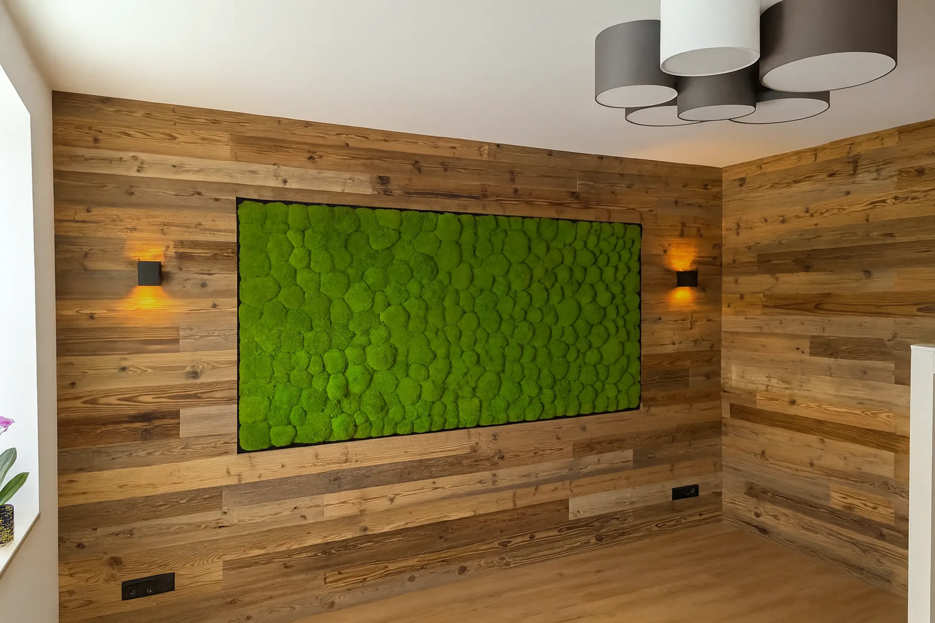 Cuadro de musgo para el salón, pared de madera — Cuadros de musgo de MOOSMOOS