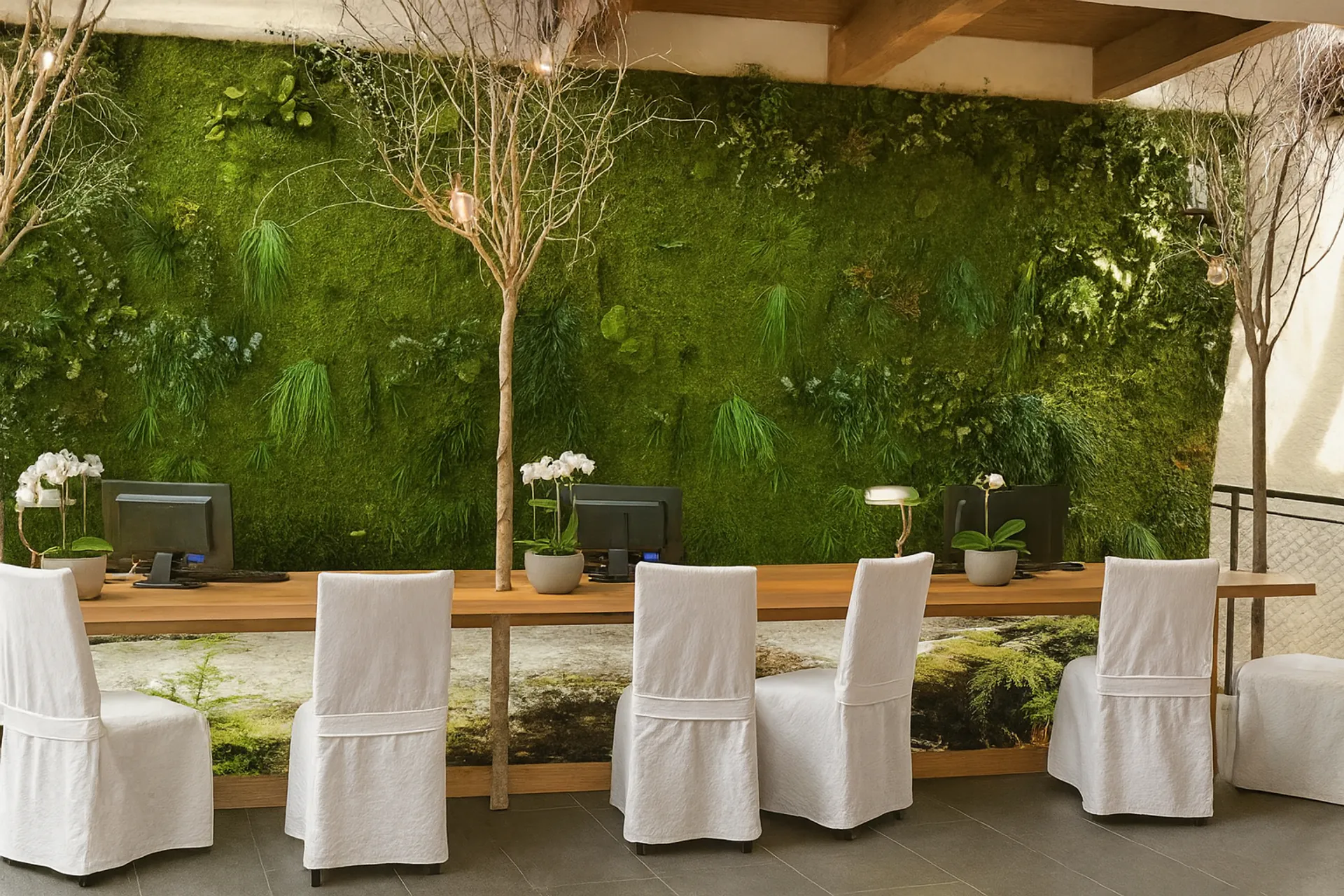 Techo de musgo para sala de reuniones: vegetación moderna — Techos verdes de MOOSMOOS