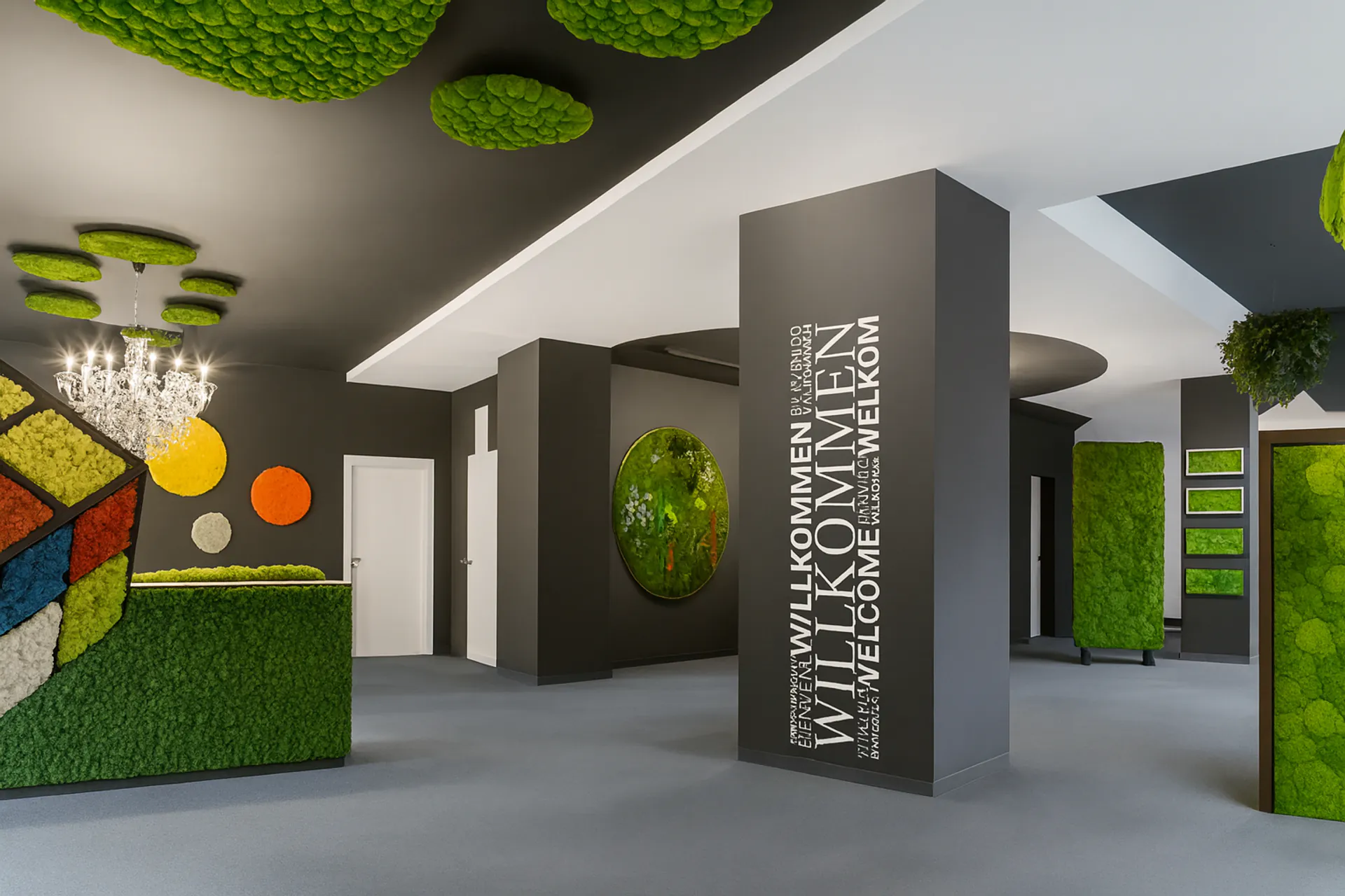 Sala de exposición «Moosdecke»: diseño interior moderno — Techos verdes de MOOSMOOS