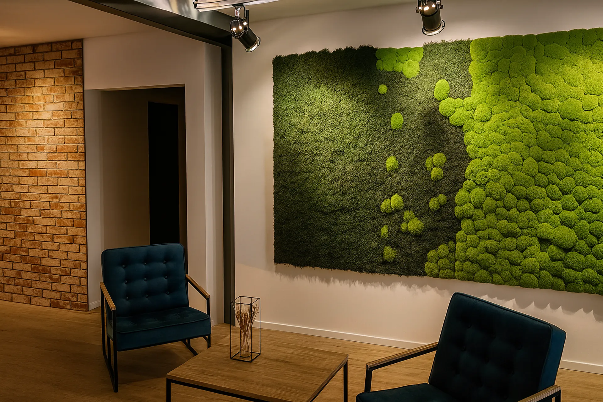 Pared de musgo para la recepción de la oficina, verde — Vegetación mural de MOOSMOOS