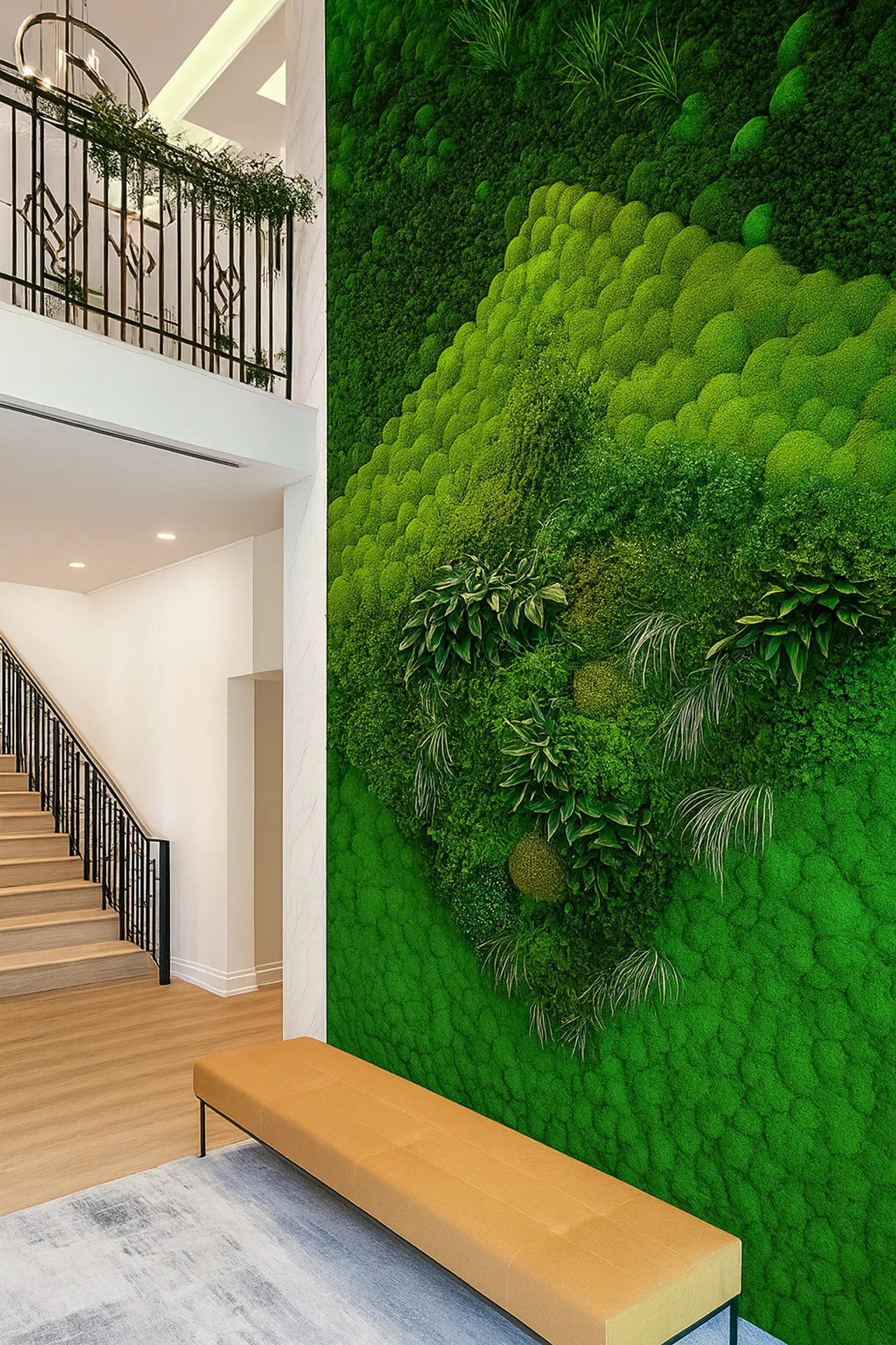 Pared de musgo en el vestíbulo de una oficina moderna — Vegetación mural de MOOSMOOS