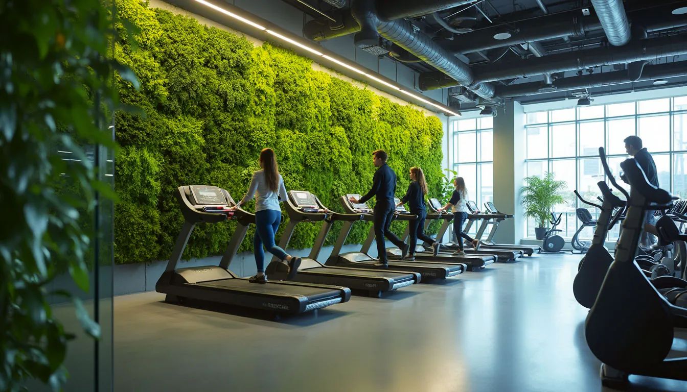 pared de musgo en el gimnasio — diseño natural de paredes en la zona de entrenamiento