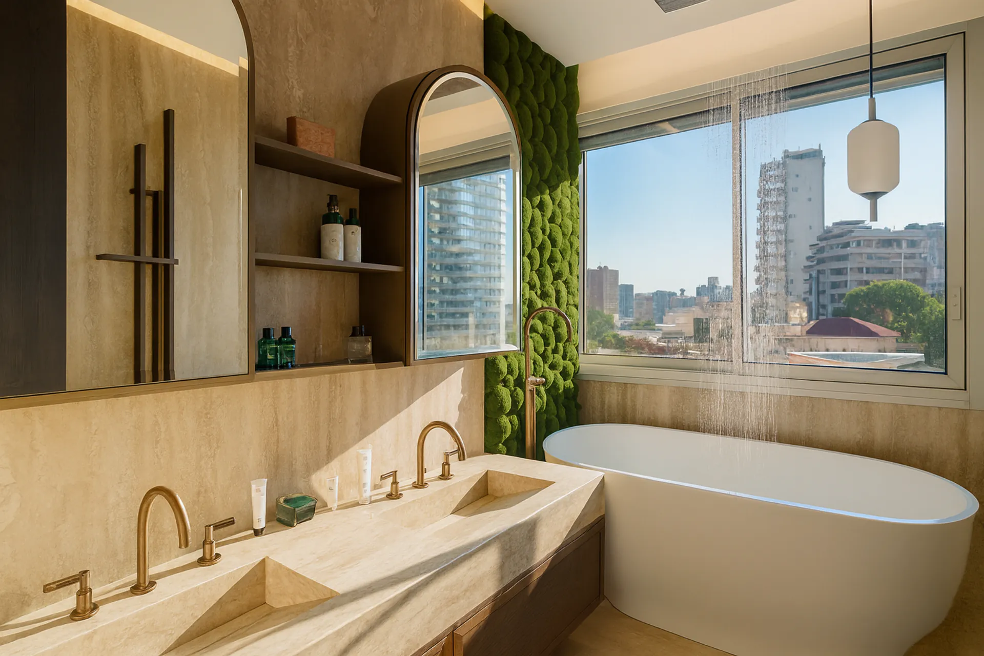 Pared de musgo «Luxus Badezimmer Spa» — Decoración vegetal para paredes de MOOSMOOS