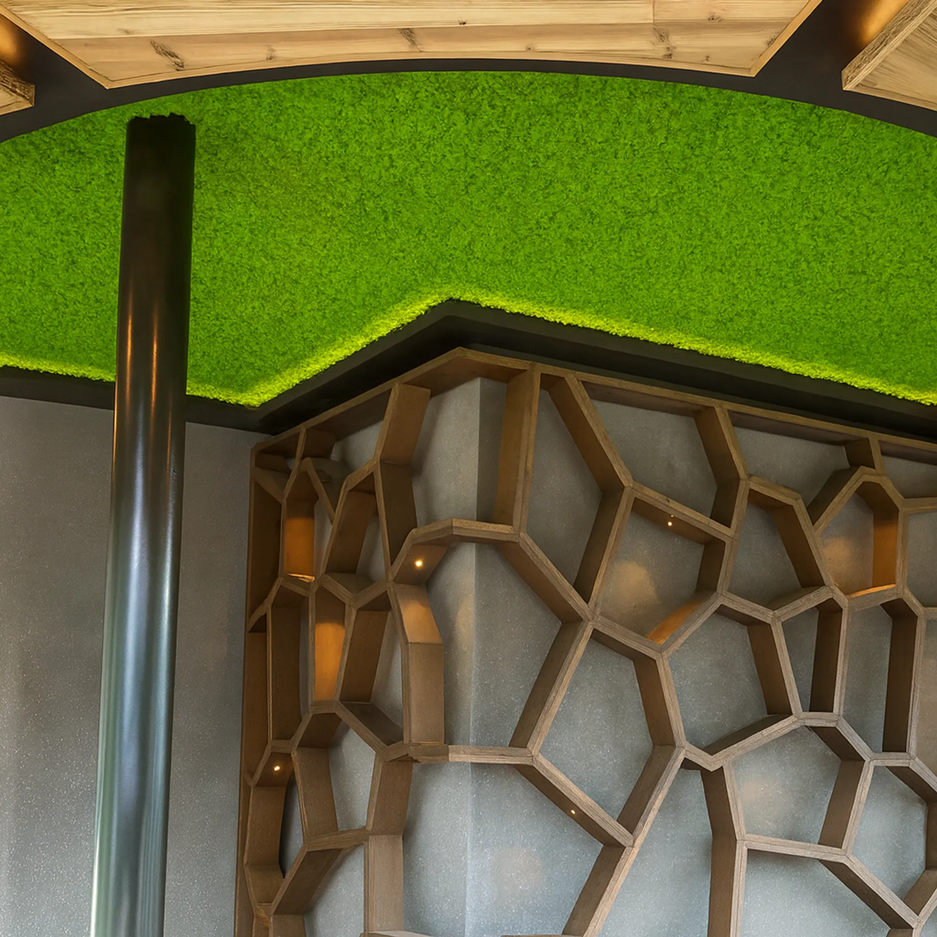 Pared de musgo: sala de descanso moderna para oficinas con propiedades acústicas — Vegetalización de paredes de MOOSMOOS