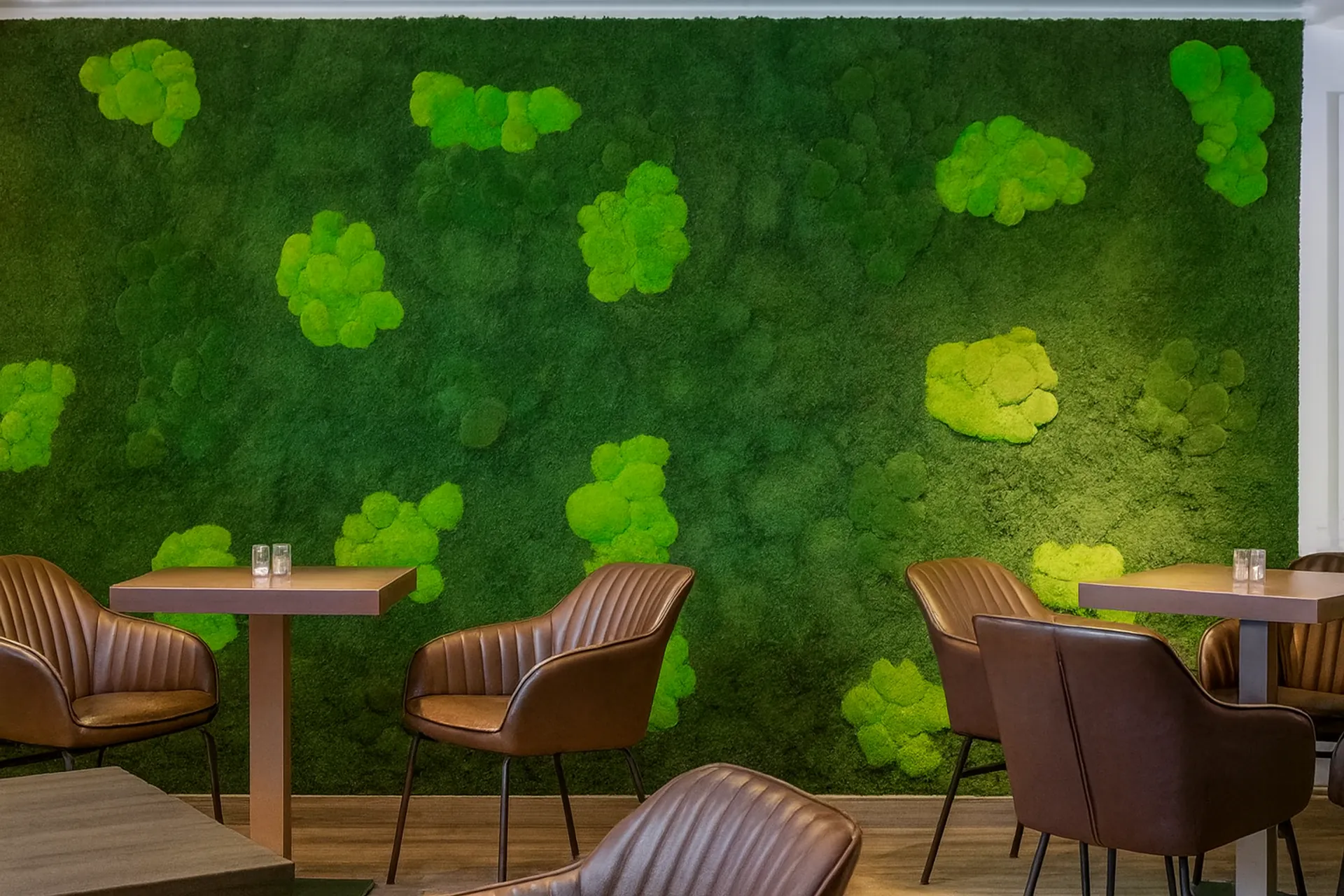 Pared de musgo «Moderne Lounge» — Decoración vegetal para paredes de MOOSMOOS
