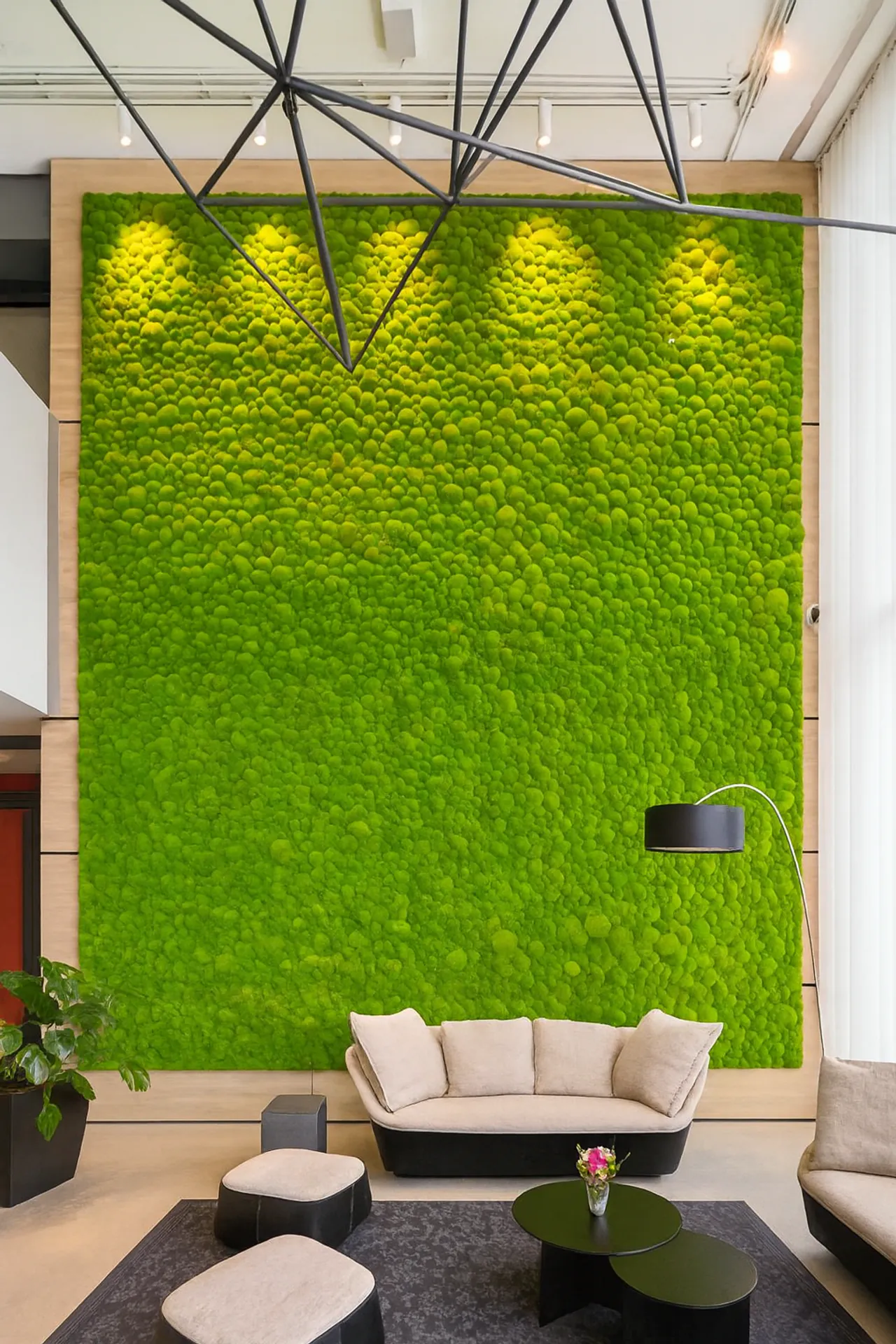 Zona de recepción de la sala de exposiciones «Mooswand» — Muro vegetal de MOOSMOOS
