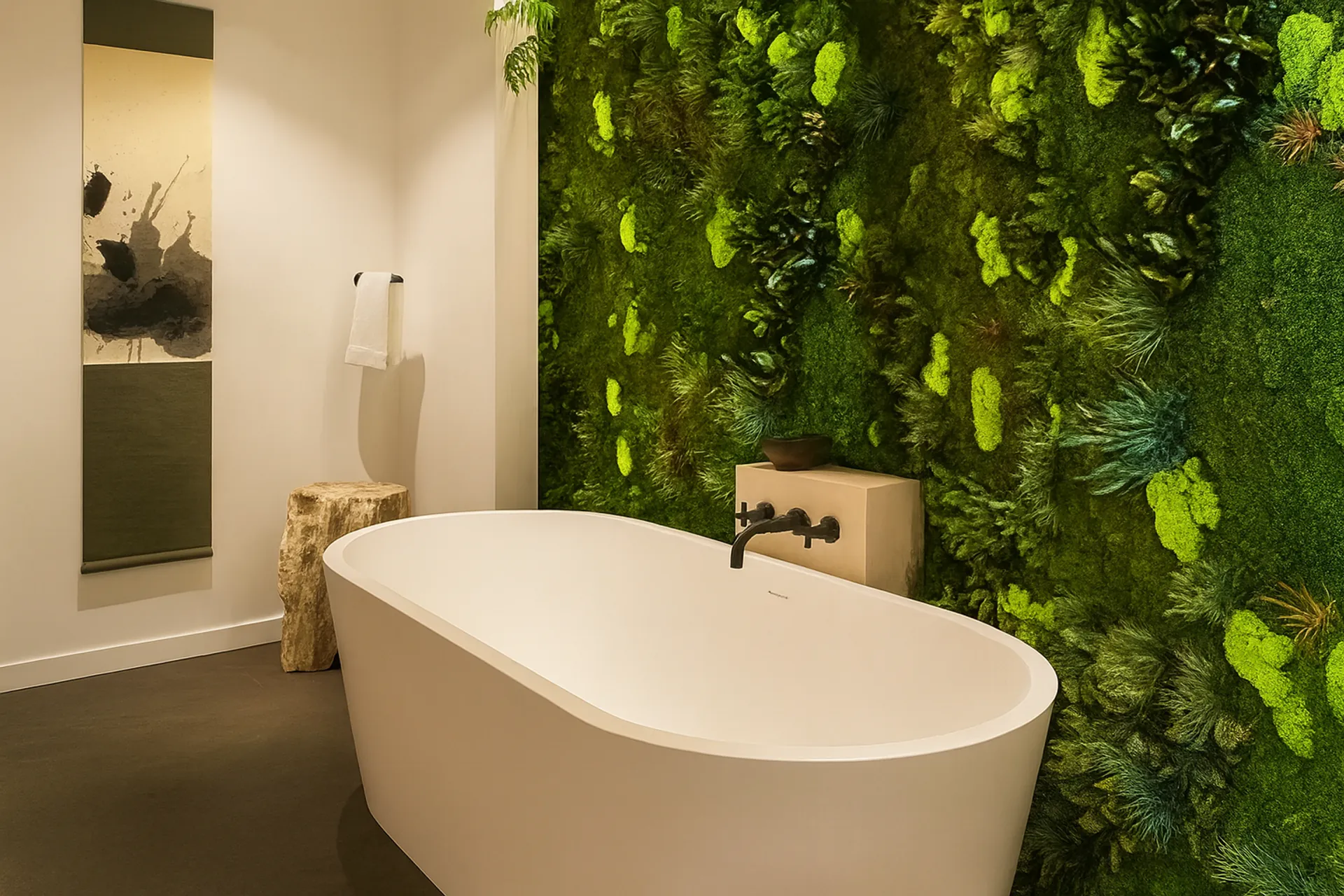 Pared de musgo: baño de bienestar y lujo — Decoración vegetal para paredes de MOOSMOOS