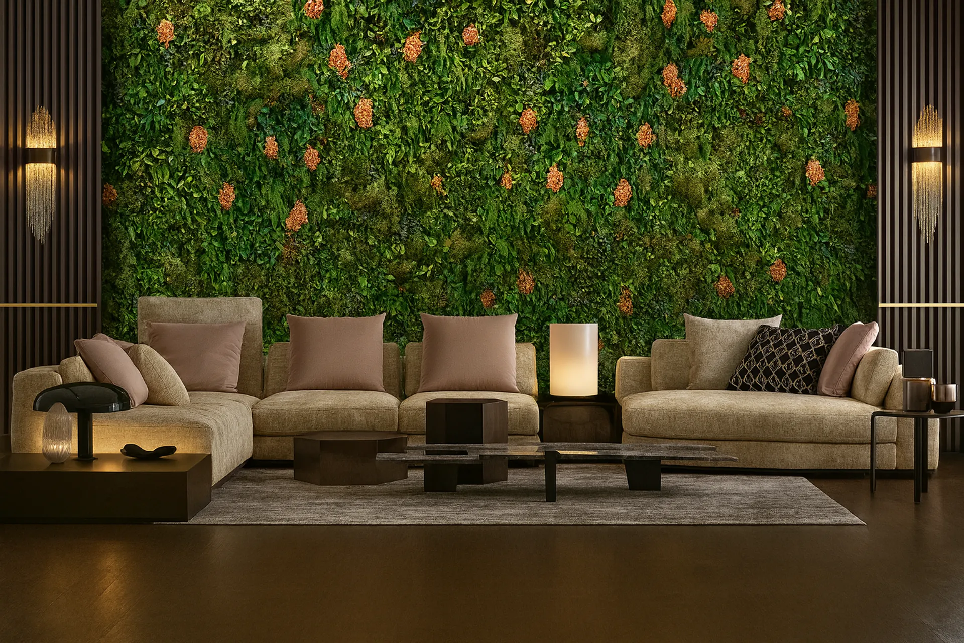Pared de musgo para el salón: diseño moderno — Decoración vegetal para paredes de MOOSMOOS