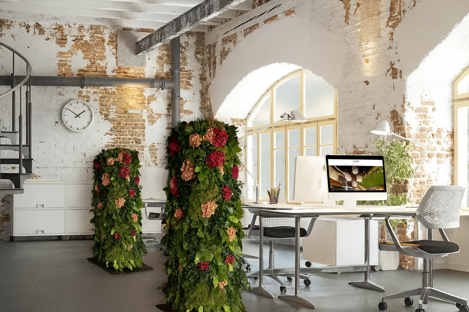 Separadores de espacios: oficina moderna con plantas — Separadores de espacios y soluciones acústicas de MOOSMOOS