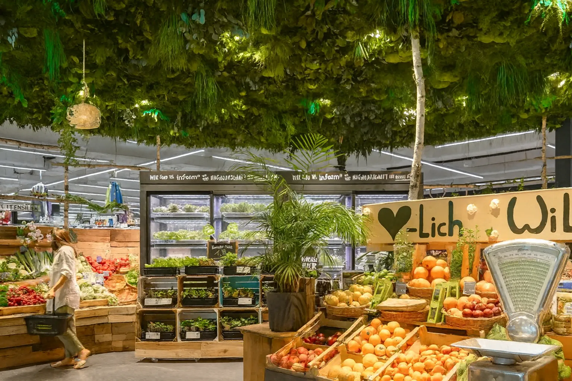 Vegetación de musgo sin mantenimiento en el comercio minorista — vegetación de techo sin luz diurna