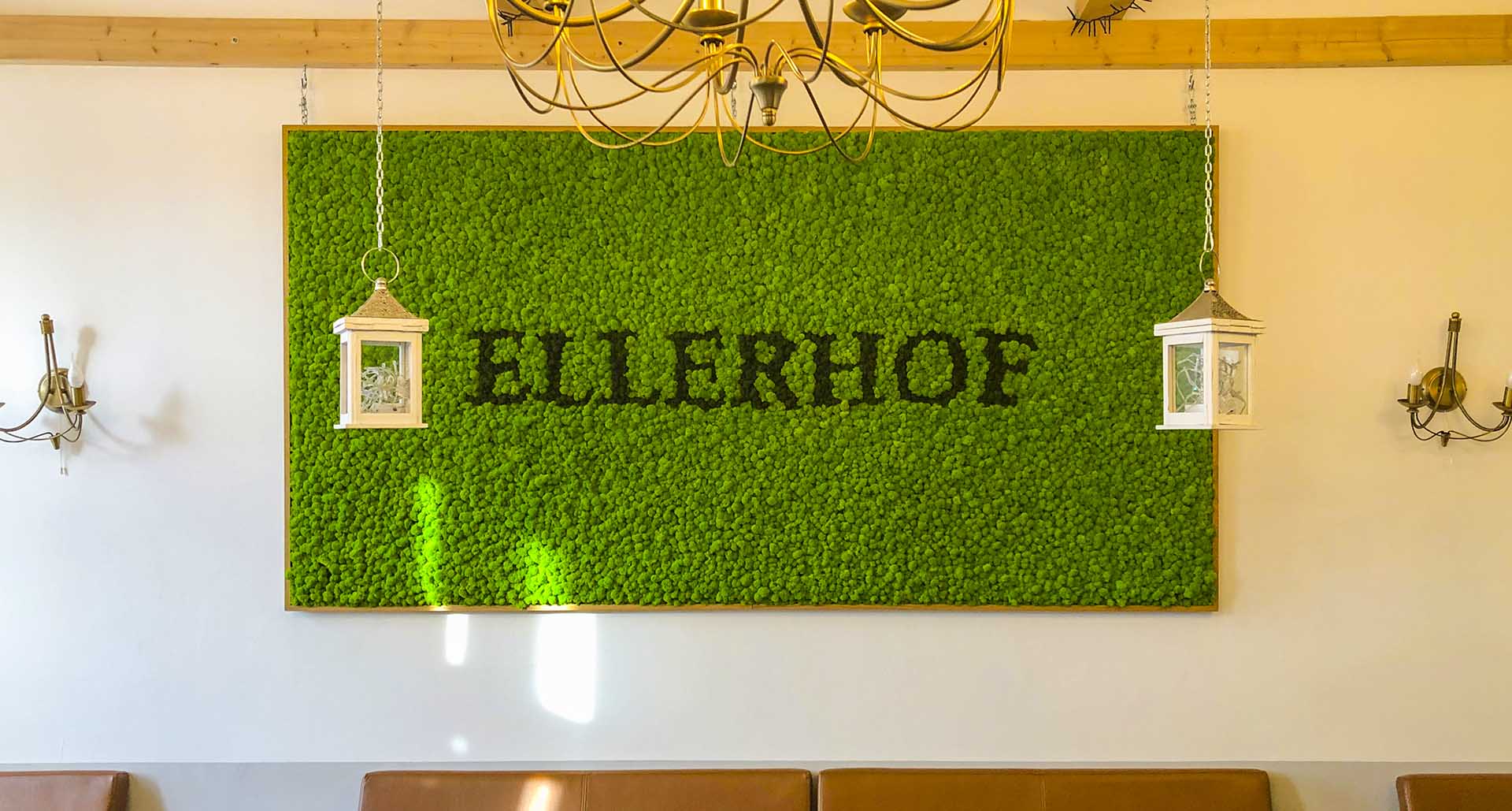 Moosbild aus Islandmoos mit Logo Restaurant Ellerhof