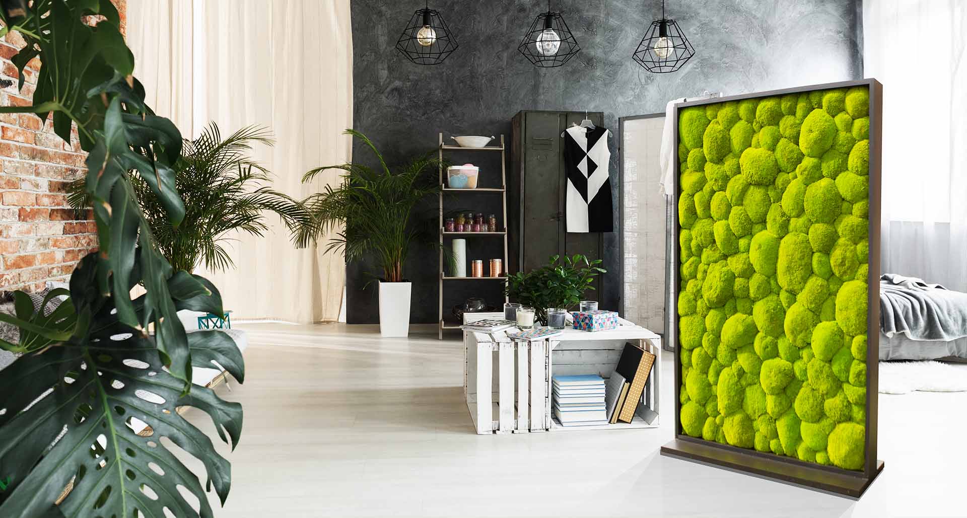 Mobiler Raumteiler aus Ballenmoos Schlafzimmer