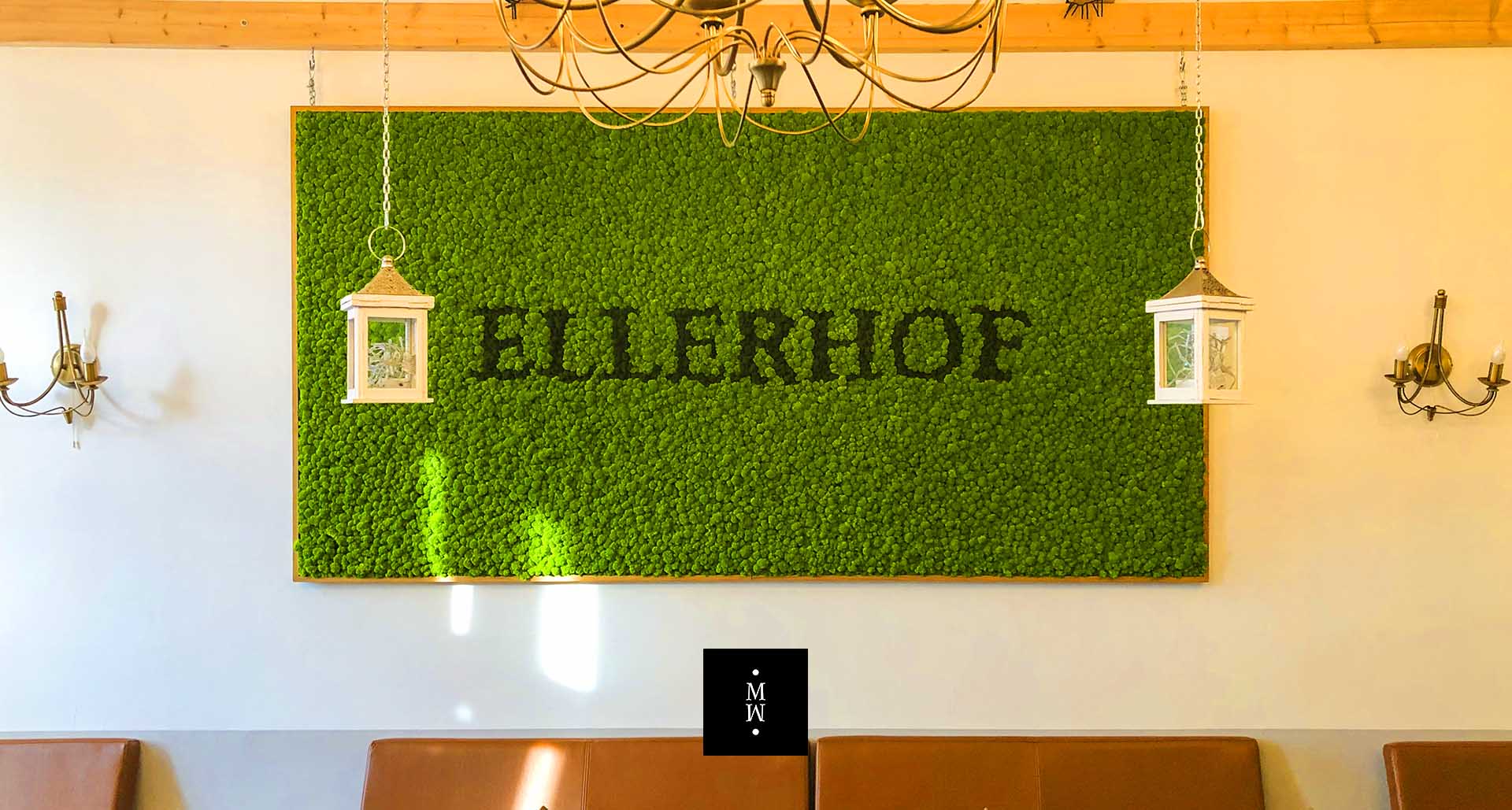 Moosbild aus Islandmoos mit Logo Restaurant Ellerhof