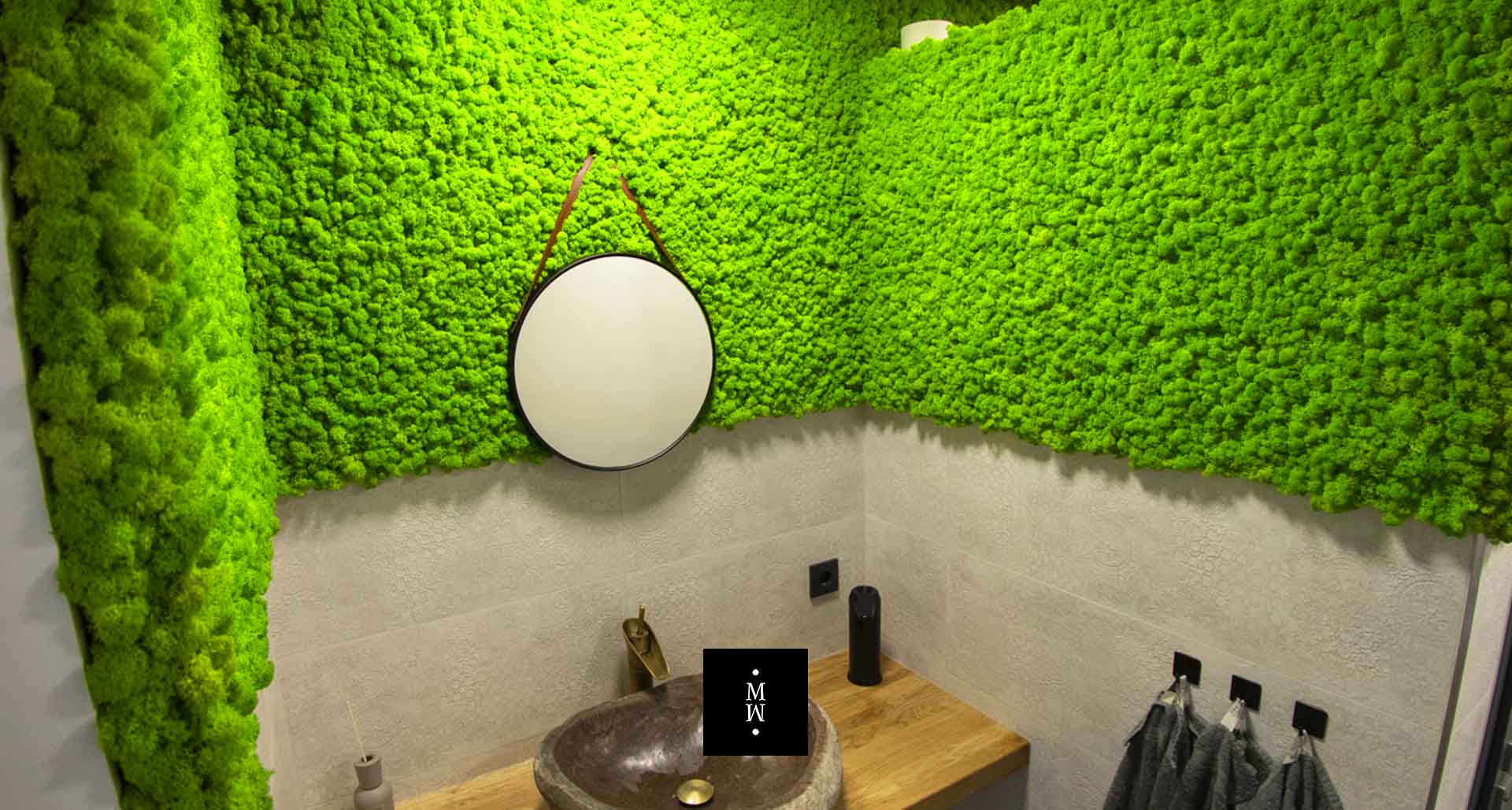 pared de musgo islandés baño