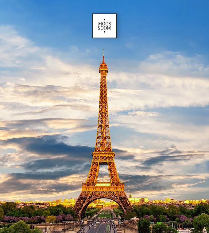 Eifelturm Paris mit Mooslogo als Ansichtsbild für Vertriebsjob in Frankreich